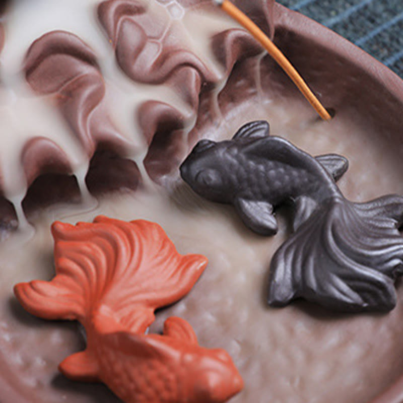 Nimara Ritual Koi Fish Ox Purple Clay Ceramic Incense Stick Holder Healing Incense Burner Decoration