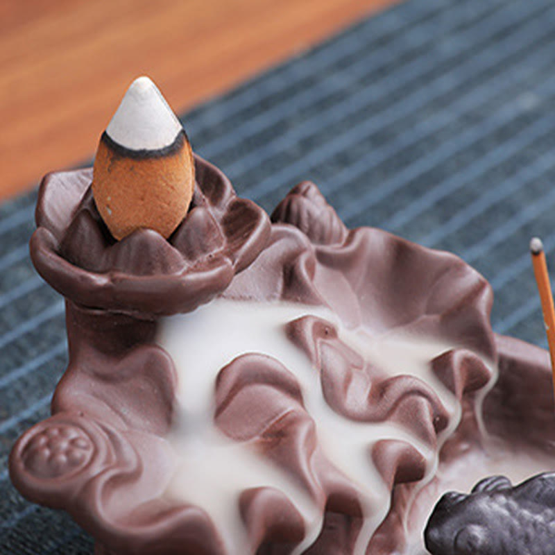 Nimara Ritual Koi Fish Ox Purple Clay Ceramic Incense Stick Holder Healing Incense Burner Decoration