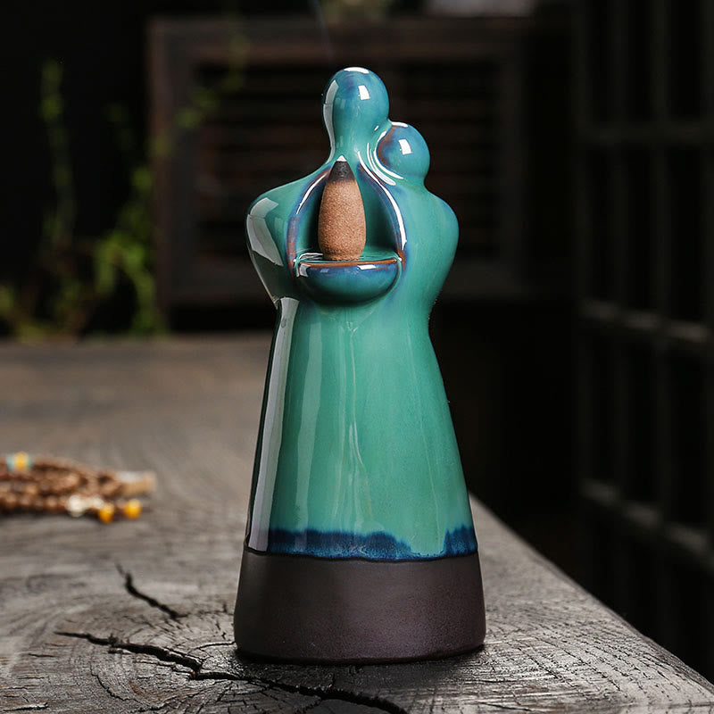 Nimara Ritual Lovers Couple Embrace Love Ceramic Backflow Smoke Fountain Healing Incense Burner Decoration