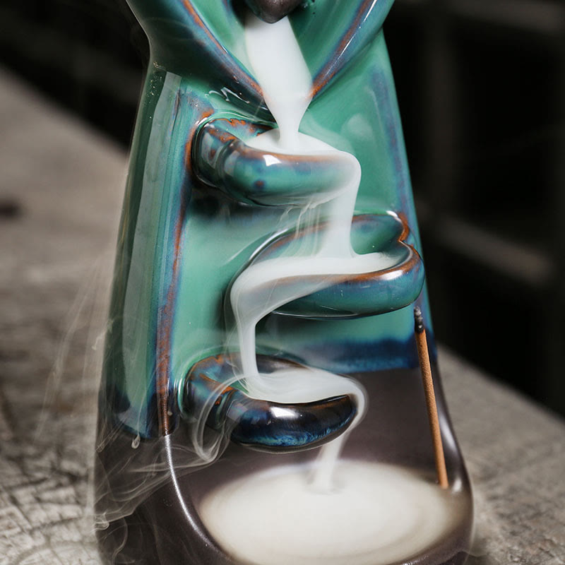 Nimara Ritual Lovers Couple Embrace Love Ceramic Backflow Smoke Fountain Healing Incense Burner Decoration