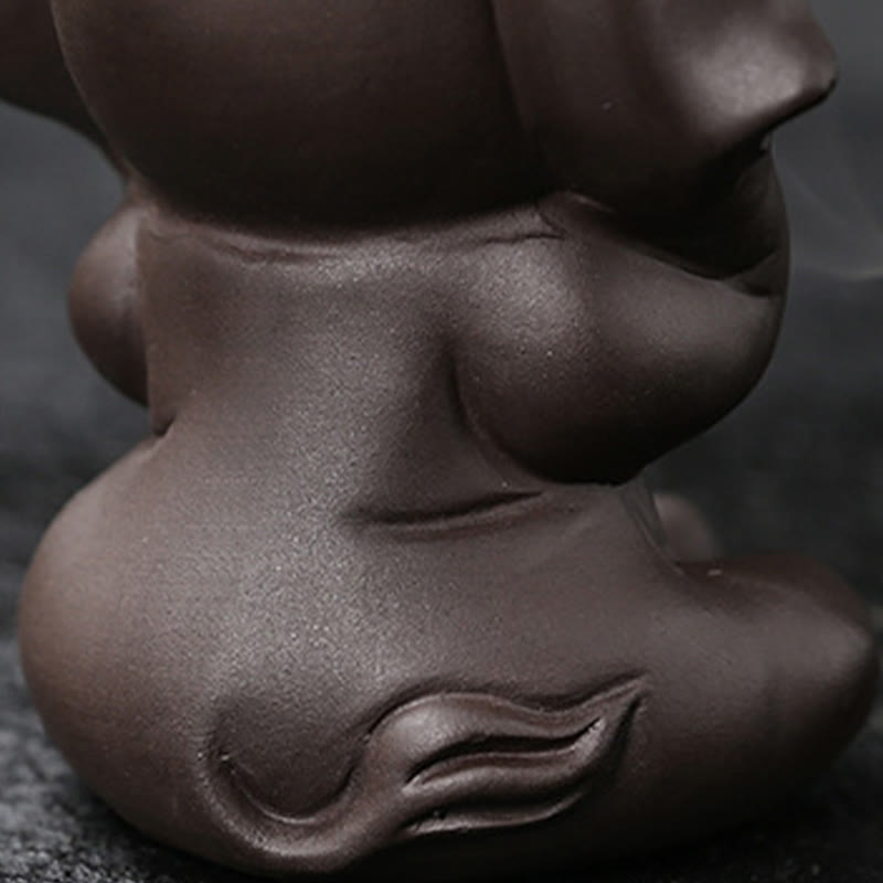 Nimara Ritual Cute Elephant Purple Clay Backflow Smoke Fountain Peace Healing Incense Burner Decoration