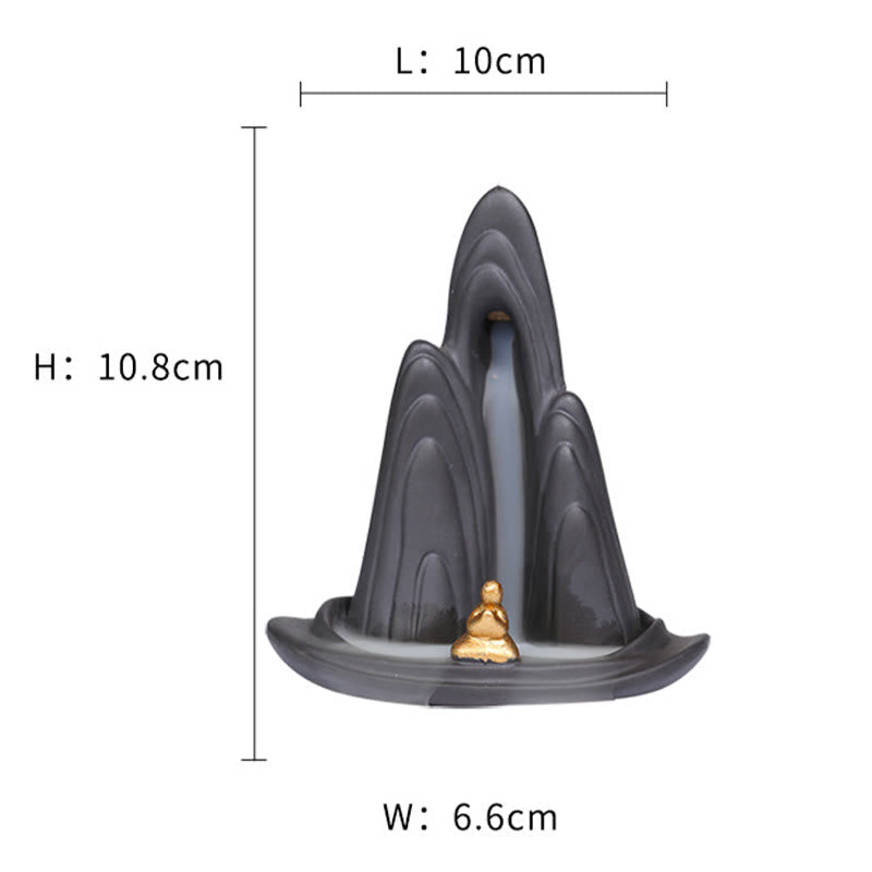 Nimara Ritual Little Monk Mountains Flowing Water Purple Clay Ceramic Healing Backflow Incense Burner Decoration