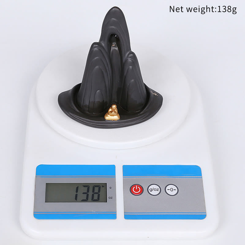 Nimara Ritual Little Monk Mountains Flowing Water Purple Clay Ceramic Healing Backflow Incense Burner Decoration