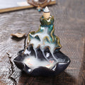 Nimara Ritual Lotus Leaf Koi Fish Ceramic Backflow Smoke Fountain Peace Incense Burner Decoration