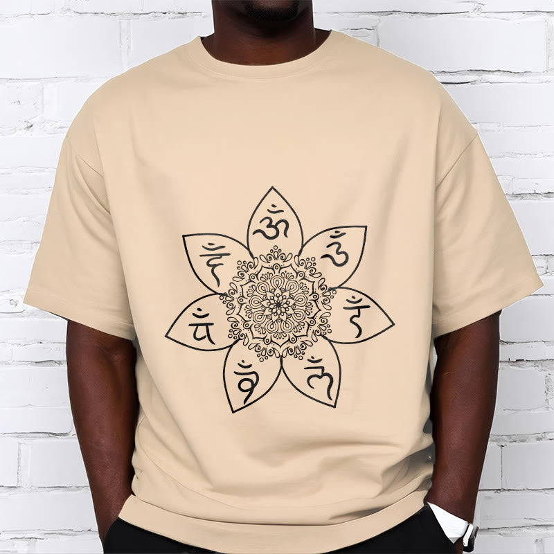 Nimara Ritual Mandala Om Mani Padme Hum Pattern Tee T-shirt