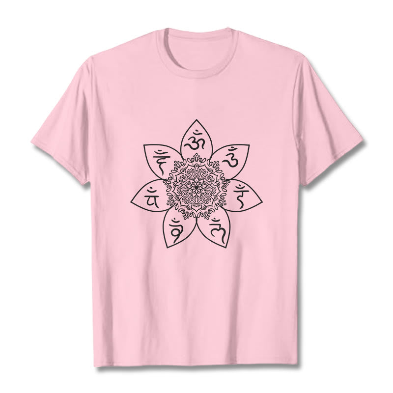 Nimara Ritual Mandala Om Mani Padme Hum Pattern Tee T-shirt