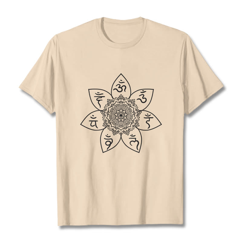 Nimara Ritual Mandala Om Mani Padme Hum Pattern Tee T-shirt