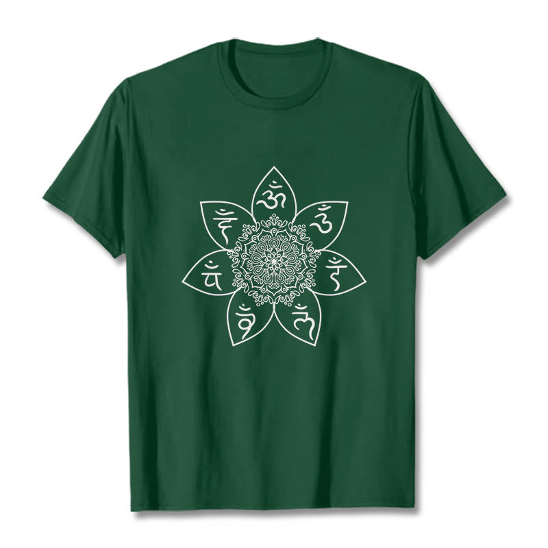 Nimara Ritual Mandala Om Mani Padme Hum Pattern Tee T-shirt
