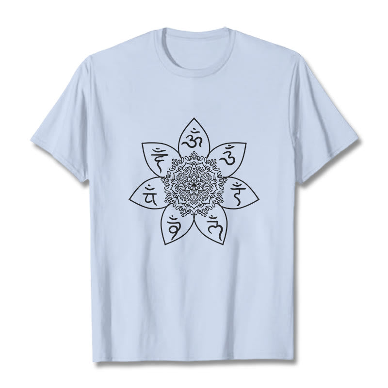 Nimara Ritual Mandala Om Mani Padme Hum Pattern Tee T-shirt