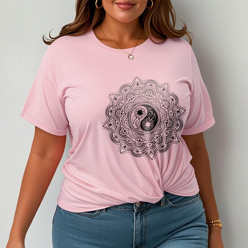 Nimara Ritual Mandala YinYang Symbol Pattern Tee T-shirt