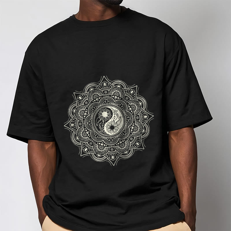 Nimara Ritual Mandala YinYang Symbol Pattern Tee T-shirt