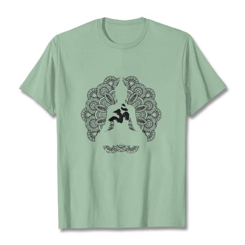 Nimara Ritual Pure Color Mandala Om Symbol Pattern Tee T-shirt