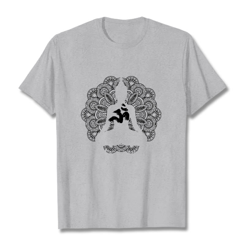 Nimara Ritual Pure Color Mandala Om Symbol Pattern Tee T-shirt