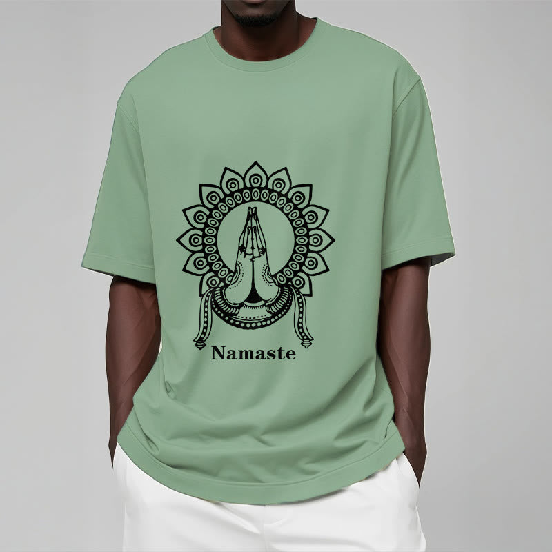 Nimara Ritual Namaste Gesture Mandala Pattern Tee T-shirt