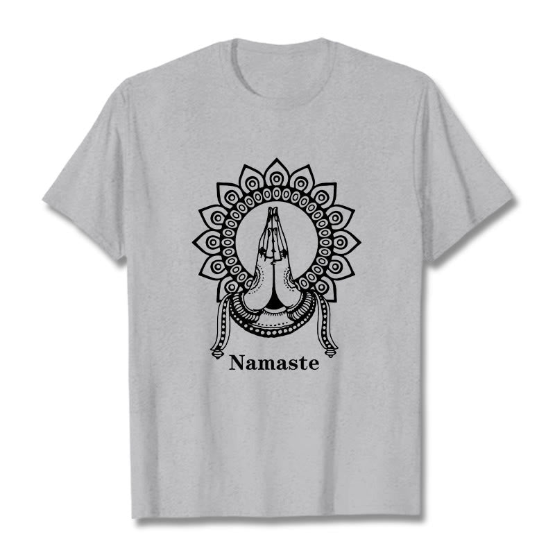 Nimara Ritual Namaste Gesture Mandala Pattern Tee T-shirt