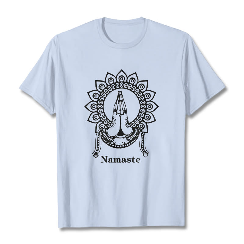 Nimara Ritual Namaste Gesture Mandala Pattern Tee T-shirt