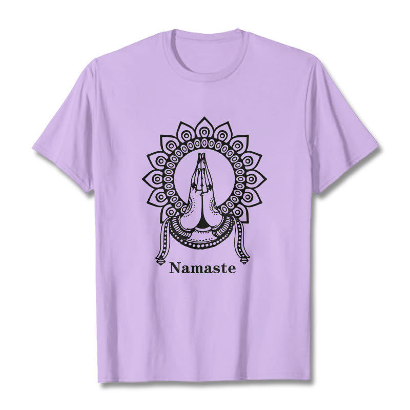 Nimara Ritual Namaste Gesture Mandala Pattern Tee T-shirt