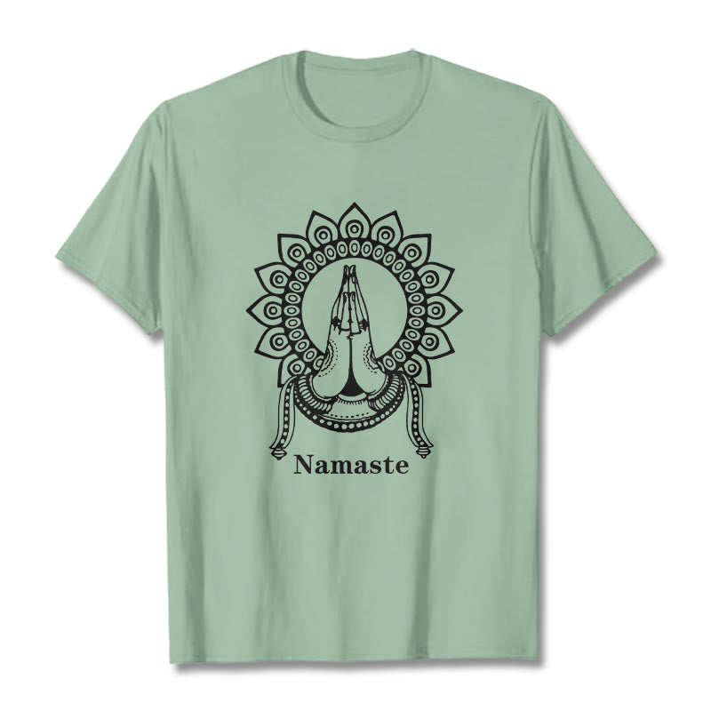 Nimara Ritual Namaste Gesture Mandala Pattern Tee T-shirt