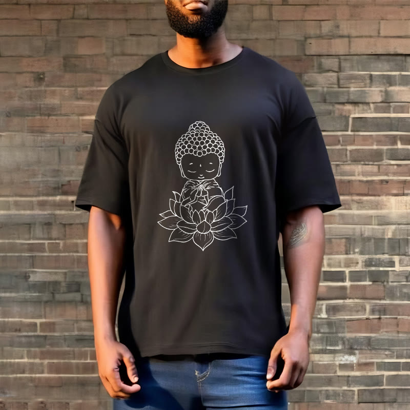 Nimara Ritual Peaceful Buddha Lotus Flower Pattern Tee T-shirt