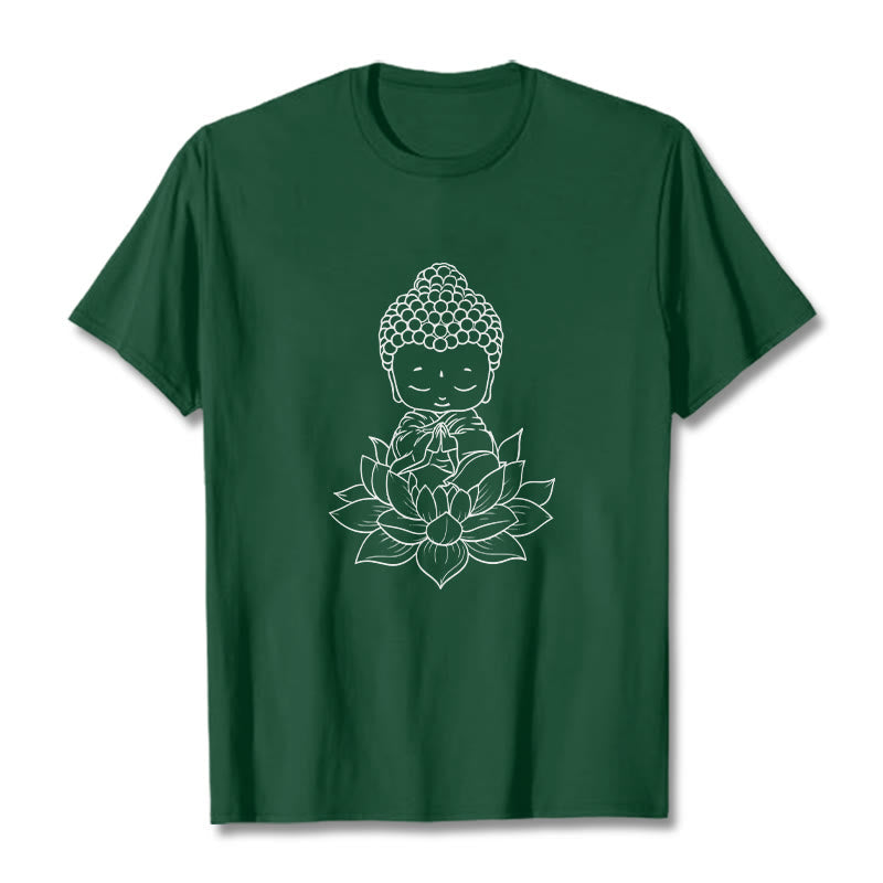Nimara Ritual Peaceful Buddha Lotus Flower Pattern Tee T-shirt