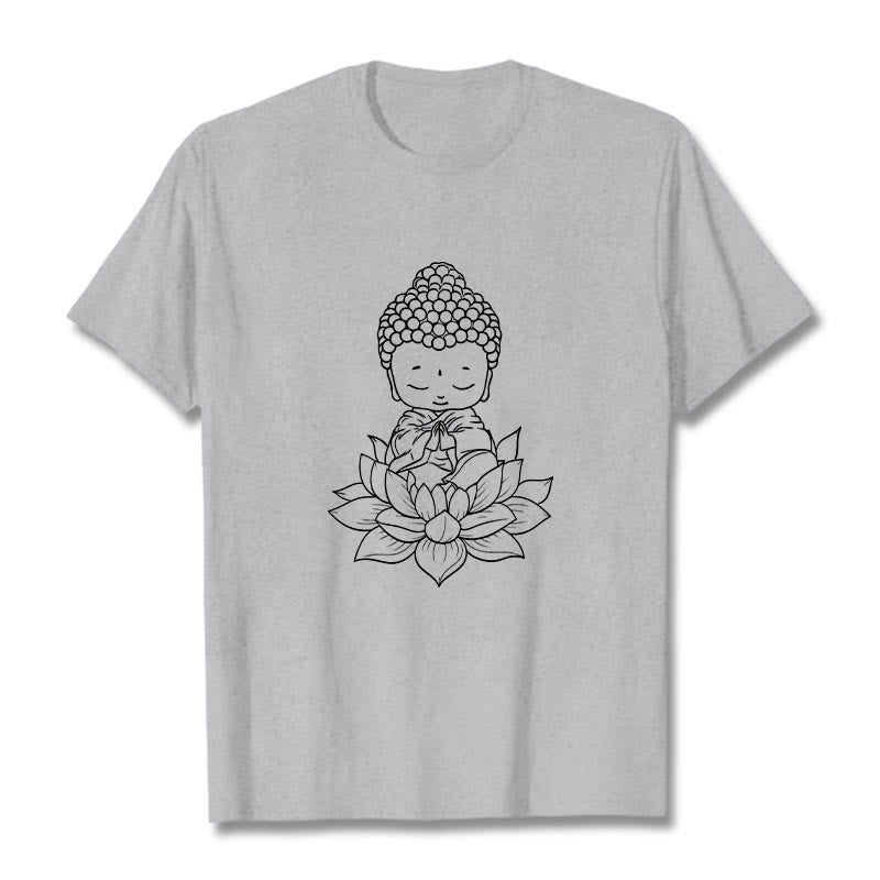 Nimara Ritual Peaceful Buddha Lotus Flower Pattern Tee T-shirt