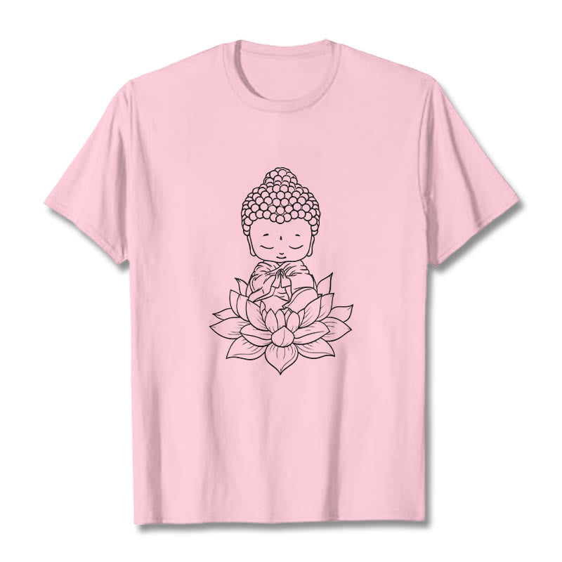 Nimara Ritual Peaceful Buddha Lotus Flower Pattern Tee T-shirt