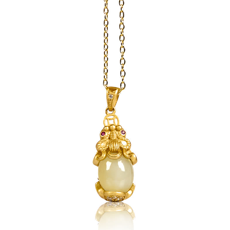 Nimara Ritual White Jade PiXiu Wealth Luck Chain Necklace Pendant