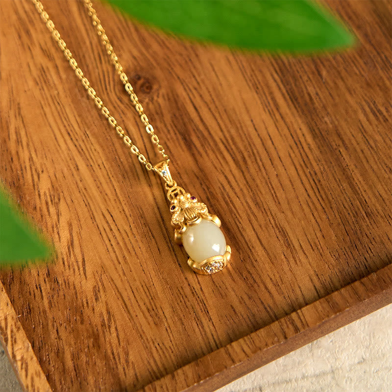 Nimara Ritual White Jade PiXiu Wealth Luck Chain Necklace Pendant