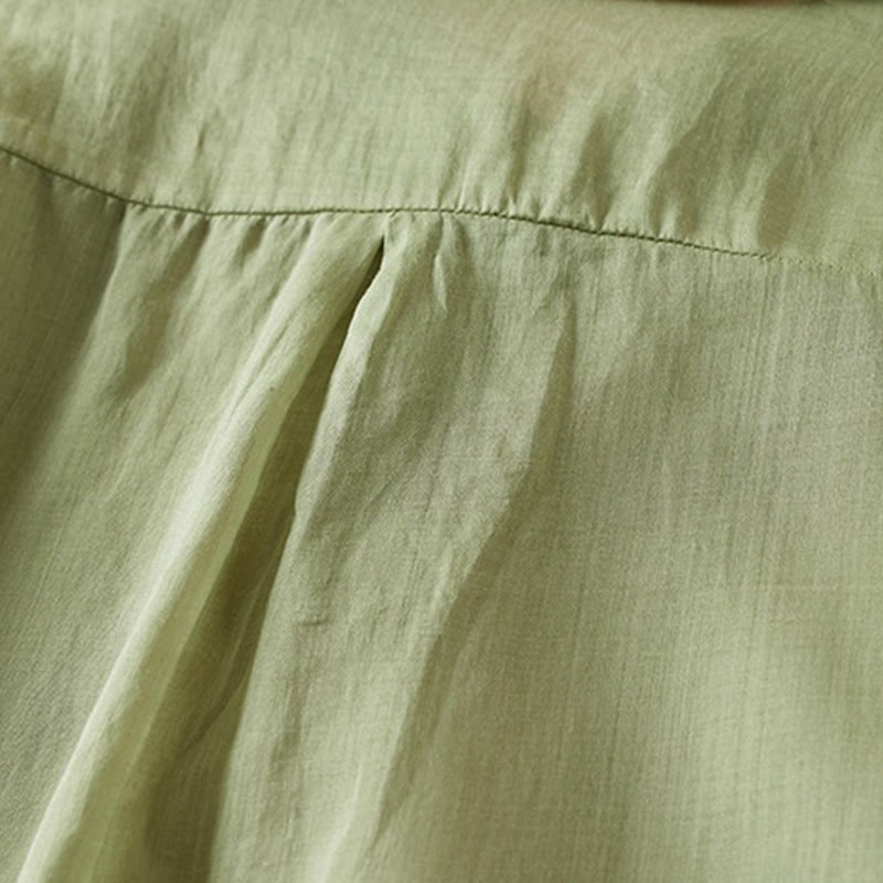 Nimara Ritual Retro Plain Fake Two Pieces Button Half Sleeve Design Women's Cotton Linen Shirt