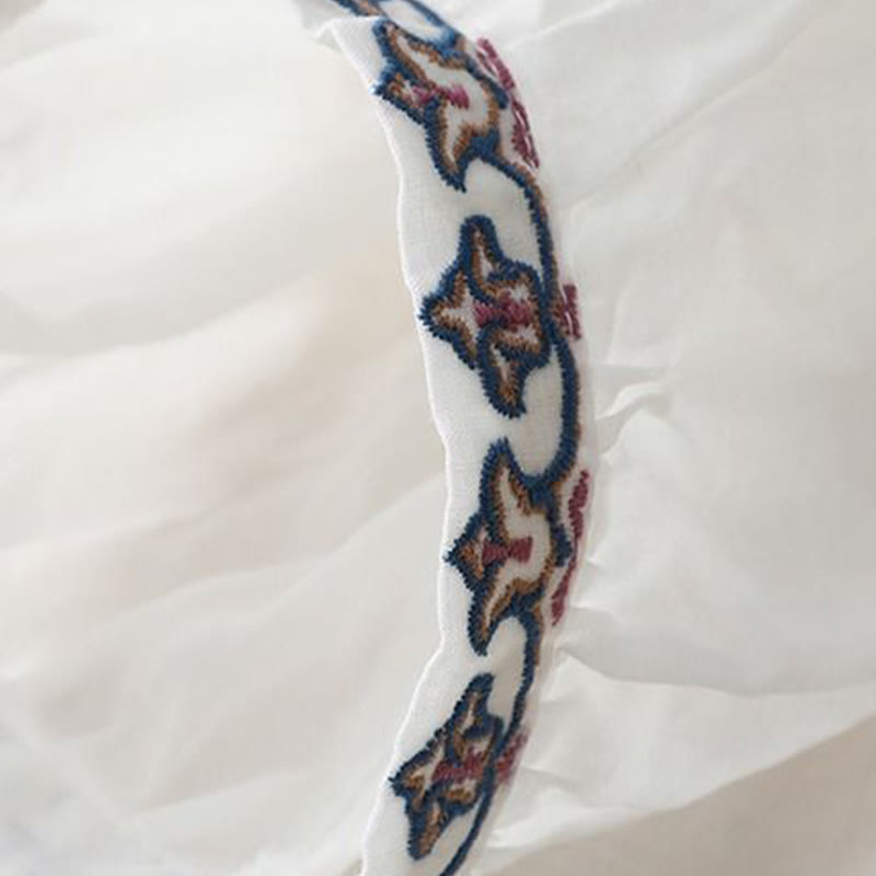 Nimara Ritual Summer Embroided Three Quarter Lantern Sleeve Women's T-Shirt