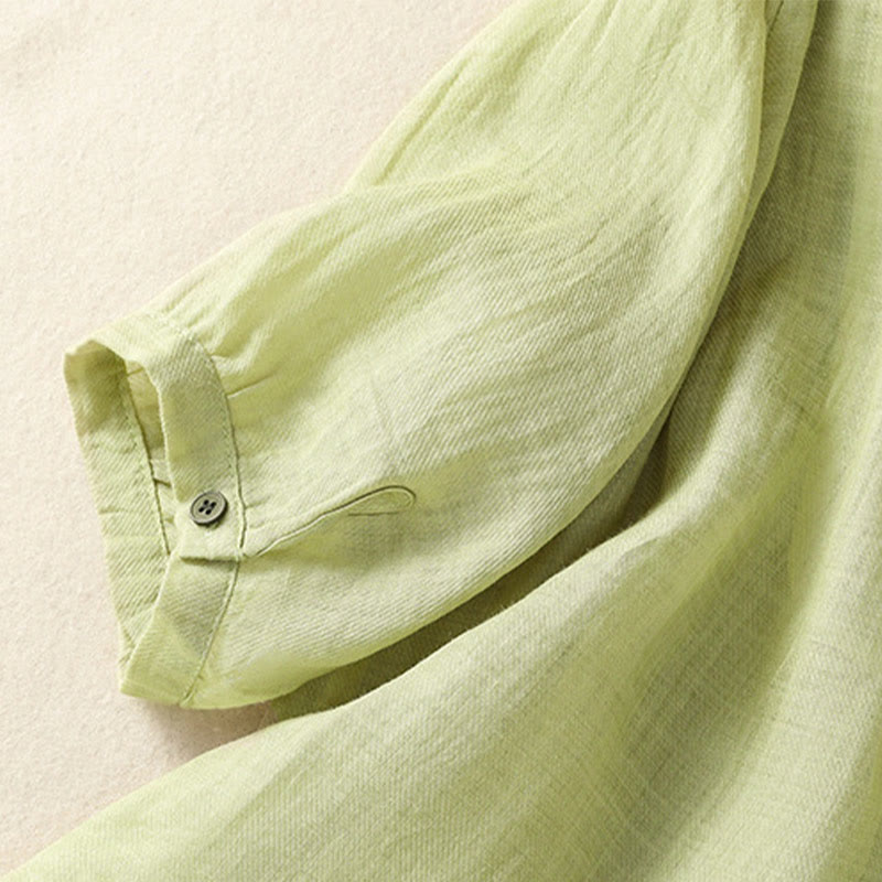 Nimara Ritual Embroidery Single Breasted Women's Cotton Linen Three Quarter Sleeve Shirt