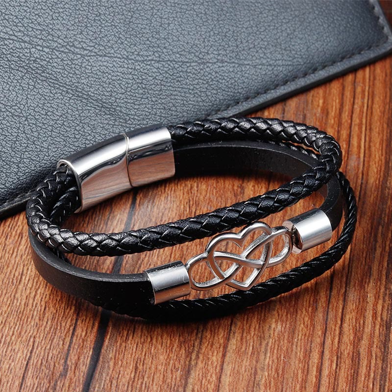 Nimara Ritual Geometric Leather Titanium Steel Strengthen Buckle Bracelet