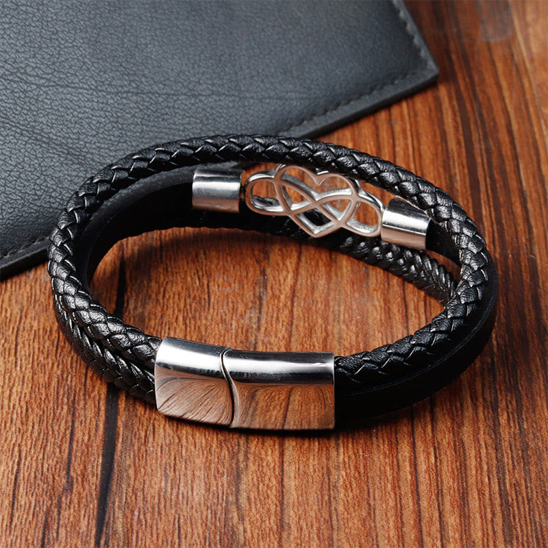 Nimara Ritual Geometric Leather Titanium Steel Strengthen Buckle Bracelet