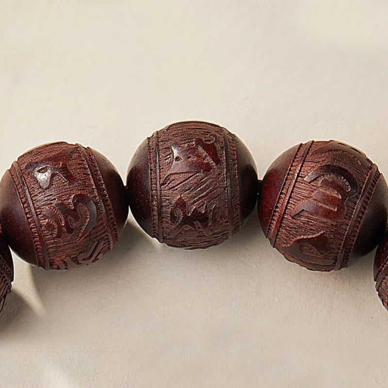 Nimara Ritual Small Leaf Red Sandalwood Five Directions Gods of Wealth Calm Bracelet