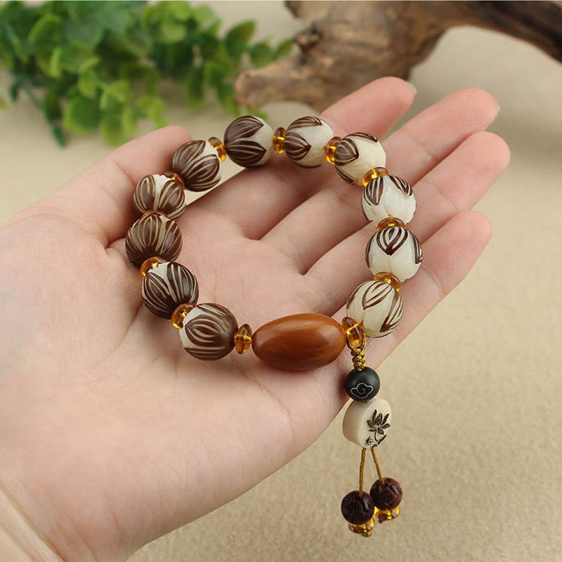Nimara Ritual Tibetan Mala White Bodhi Seed Peace Bracelet