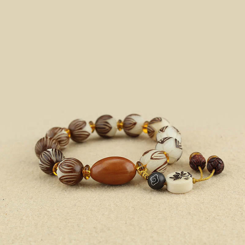 Nimara Ritual Tibetan Mala White Bodhi Seed Peace Bracelet