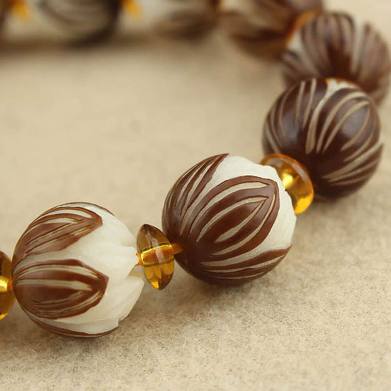 Nimara Ritual Tibetan Mala White Bodhi Seed Peace Bracelet