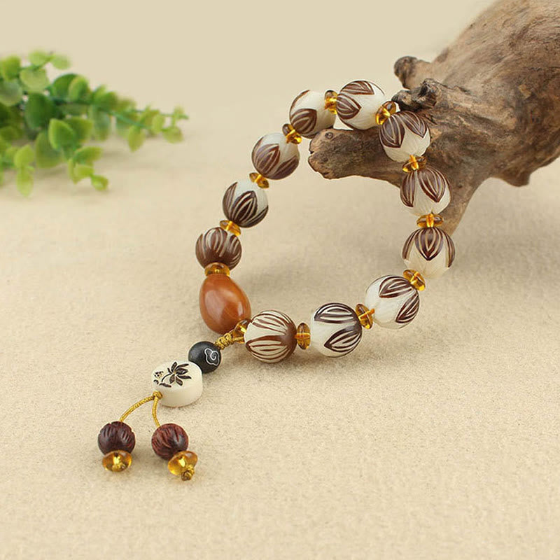 Nimara Ritual Tibetan Mala White Bodhi Seed Peace Bracelet