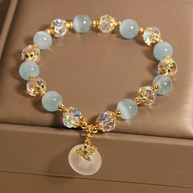 Nimara Ritual Blue Cat's Eye White Crystal Peace Buckle Meaning Balance Bracelet