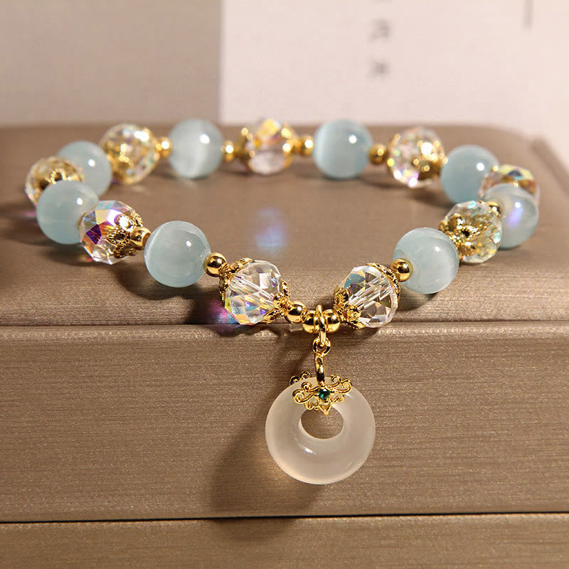 Nimara Ritual Blue Cat's Eye White Crystal Peace Buckle Meaning Balance Bracelet