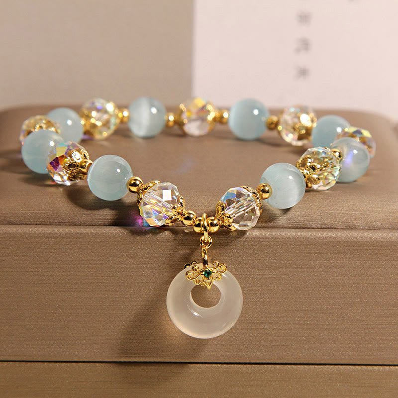 Nimara Ritual Blue Cat's Eye White Crystal Peace Buckle Meaning Balance Bracelet