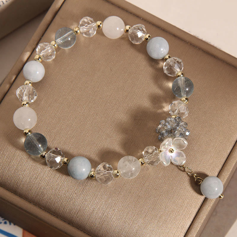 Nimara Ritual Aquamarine Yellow Cat's Eye Stone Flower Peace Bracelet