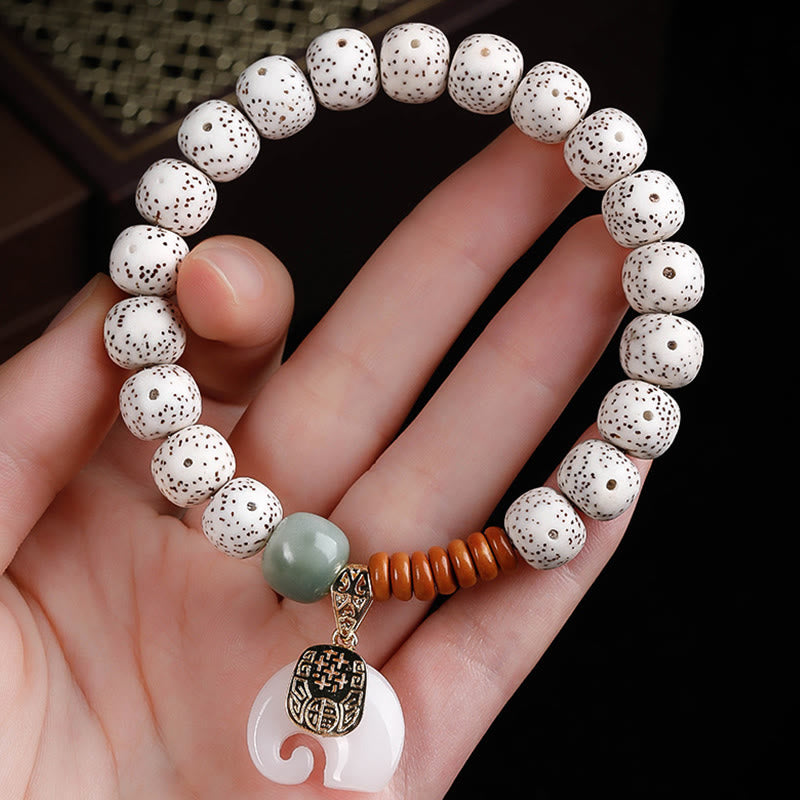 Nimara Ritual Hand PolishedStar Moon Bodhi Seed Elephant Pattern Inner Peace Bracelet