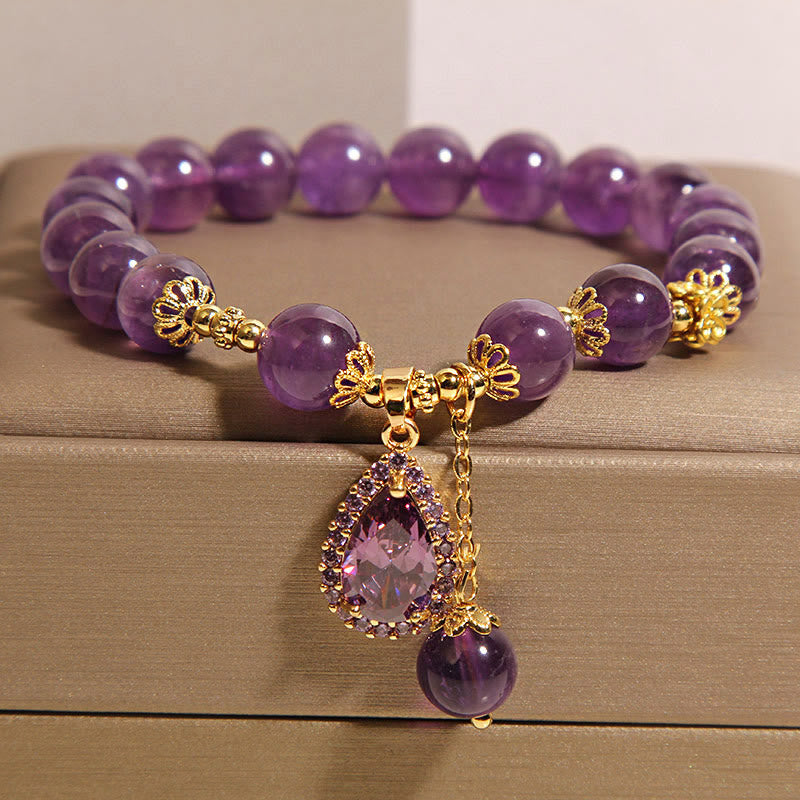 Nimara Ritual Natural Amethyst Water Drop Balance Bracelet