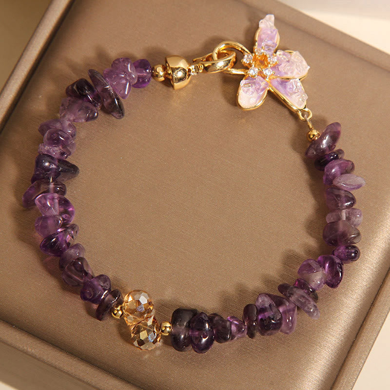 Nimara Ritual Natural Irregular Gravel Amethyst Blue Crystal Wisteria Balance Bracelet