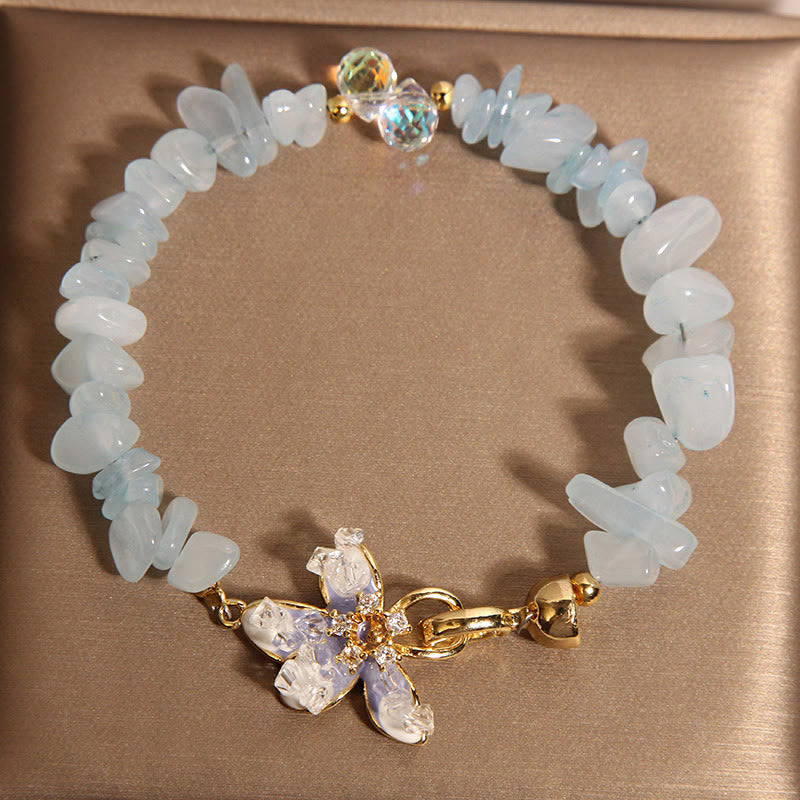 Nimara Ritual Natural Irregular Gravel Amethyst Blue Crystal Wisteria Balance Bracelet
