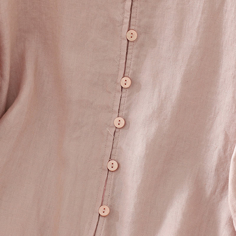Nimara Ritual Solid Buttons V-Neck Half Sleeve Women's Shirt