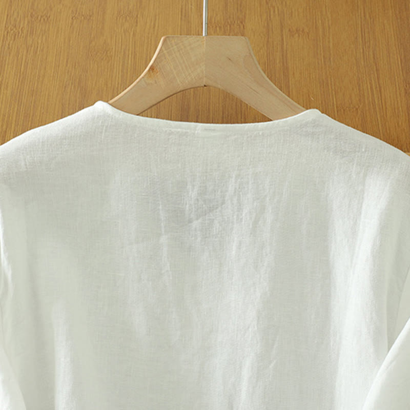 Nimara Ritual Solid Buttons V-Neck Half Sleeve Women's Shirt