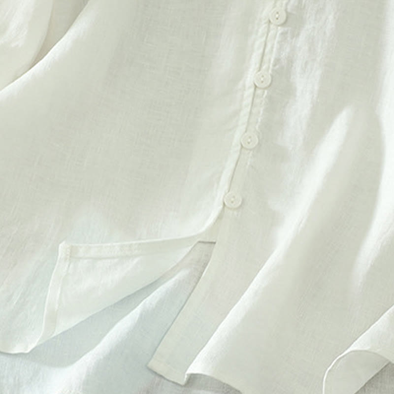 Nimara Ritual Solid Buttons V-Neck Half Sleeve Women's Shirt