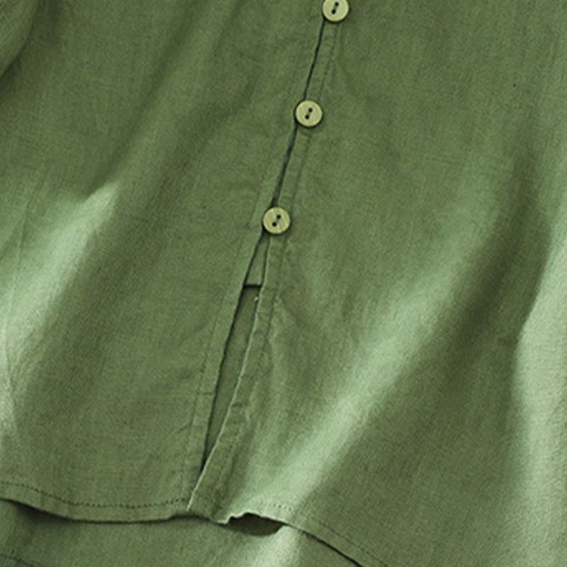 Nimara Ritual Solid Buttons V-Neck Half Sleeve Women's Shirt